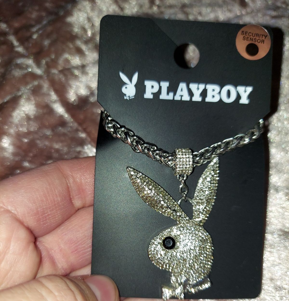 PLAYBOY ball chain silver tone dark pink dubble heart crystal Necklace NEW PLAYBOY ball chain silver tone dark pink dubble heart crystal Necklace NEW